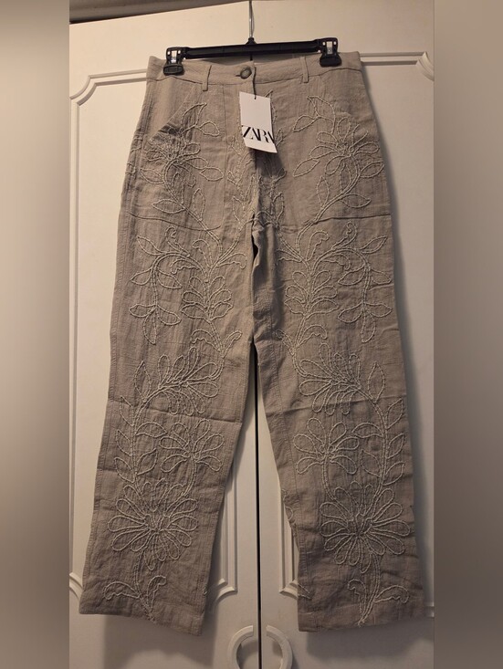 Zara Pants - Zara Grey-Embroidered Women’s Chinos